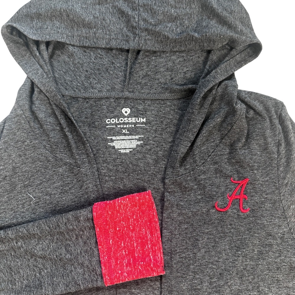 Colosseum Alabama Crimson Tide Hooded Cardigan Womens XL Gray Red Open Front A